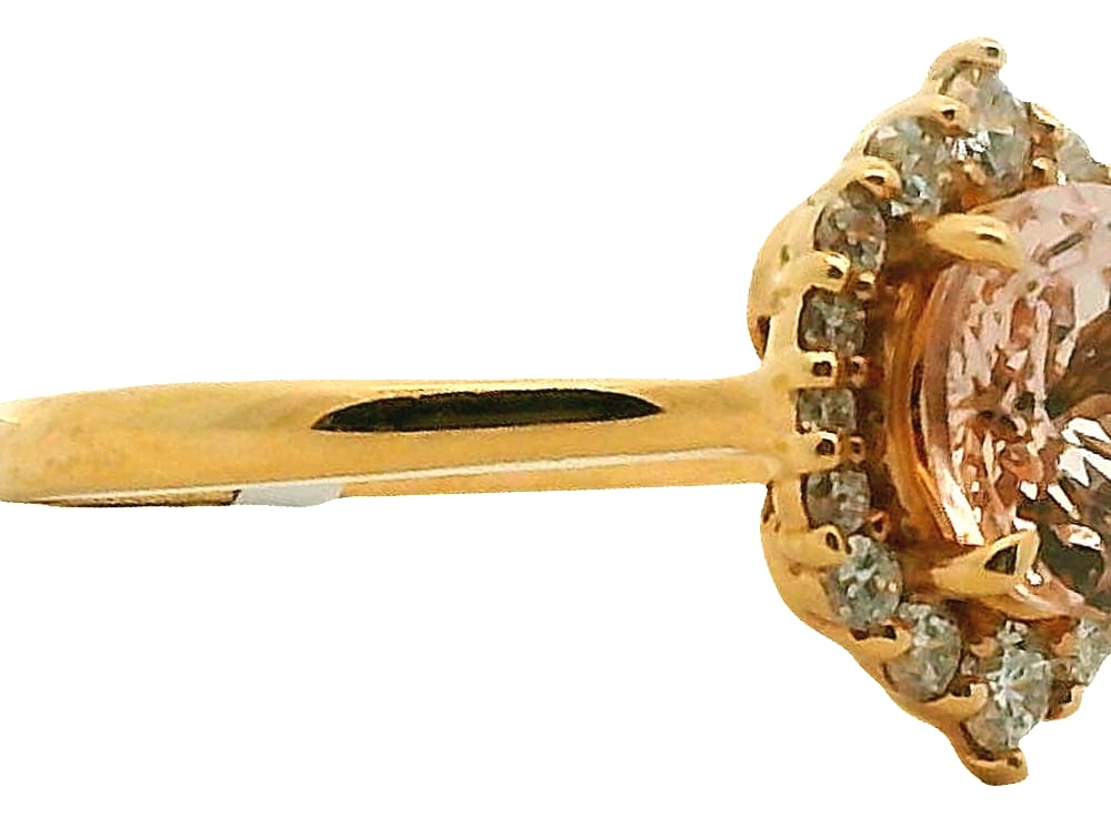 14K RG 1.80CT ROUND MORGANITE AND .43TW DIAMOND RINGSIZE 6.5