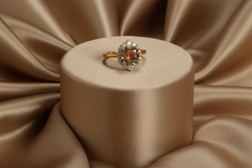 14K RG 1.80CT ROUND MORGANITE AND .43TW DIAMOND RINGSIZE 6.5
