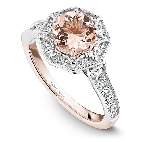 14K WG/RG 1.60CT MORGANITE ACCENTED WITH .35TW SI GH DIAMOND RING