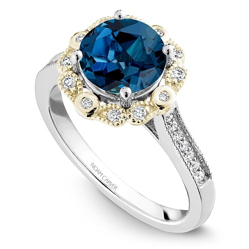 14K WG/YG 2.50ct London Blue Topaz Ring with 0.20ctw SI GH Diamonds