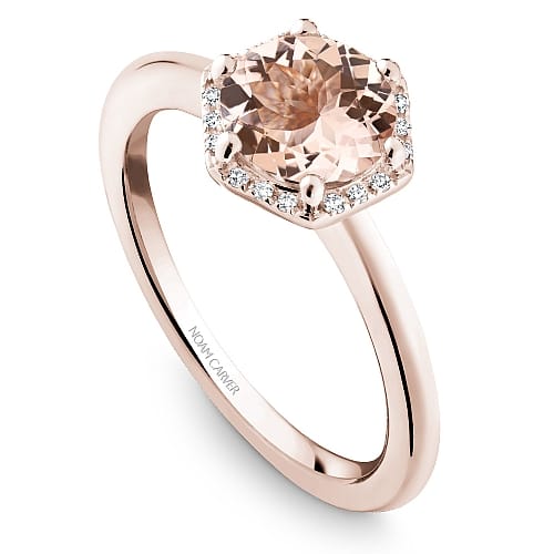 14K RG 1.30CT MORGANITE ACCENTED WITH .06TW SI GH DIAMOND RING