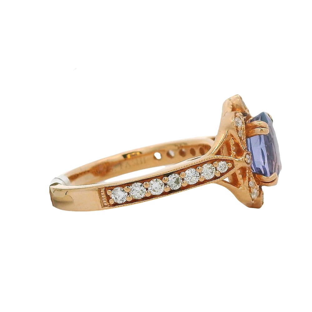 14K RG 1.80ct Purple Sapphire Ring with 0.30ctw Diamonds