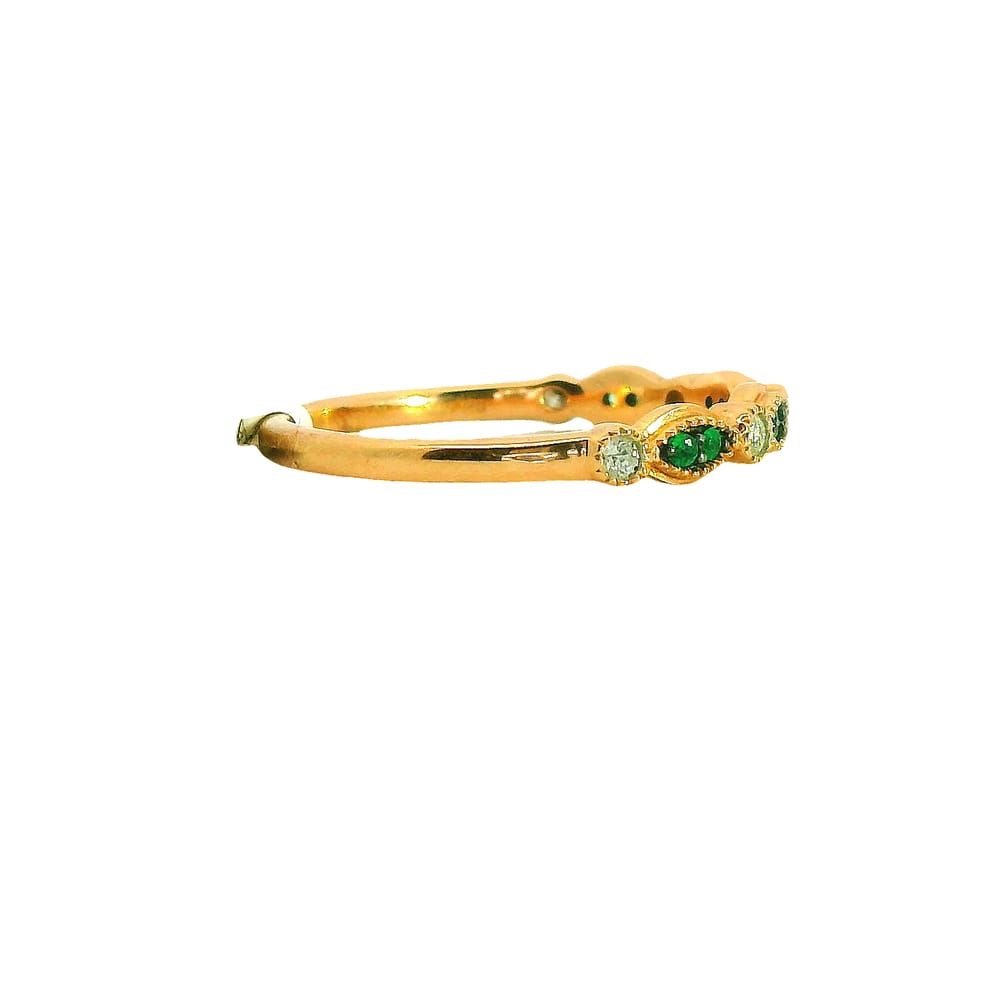 10K RG .15TW DIAMOND AND EMERALD BAND