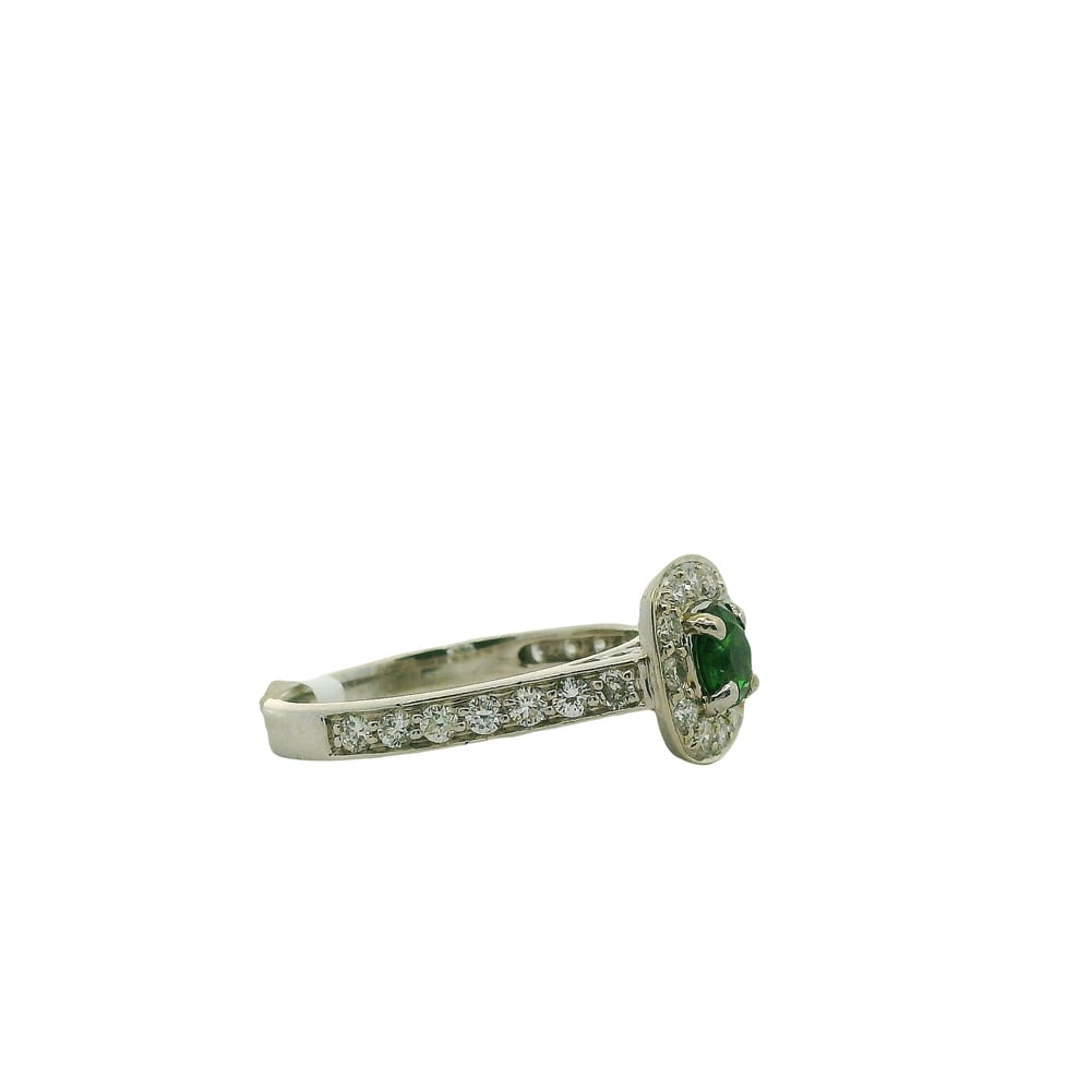 10K WHITE GOLD CUSTOM .50CT TSAVORITE & .50TW VS-SI GH DIAMOND RING
