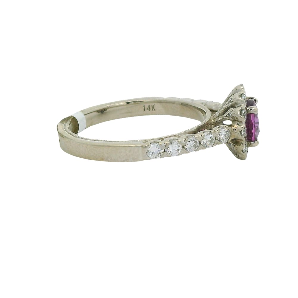 14K WG .88CT PINK SAPPHIRE SET INTO .62TW DIAMOND HALO RINGAPPRASIAL LK0318100