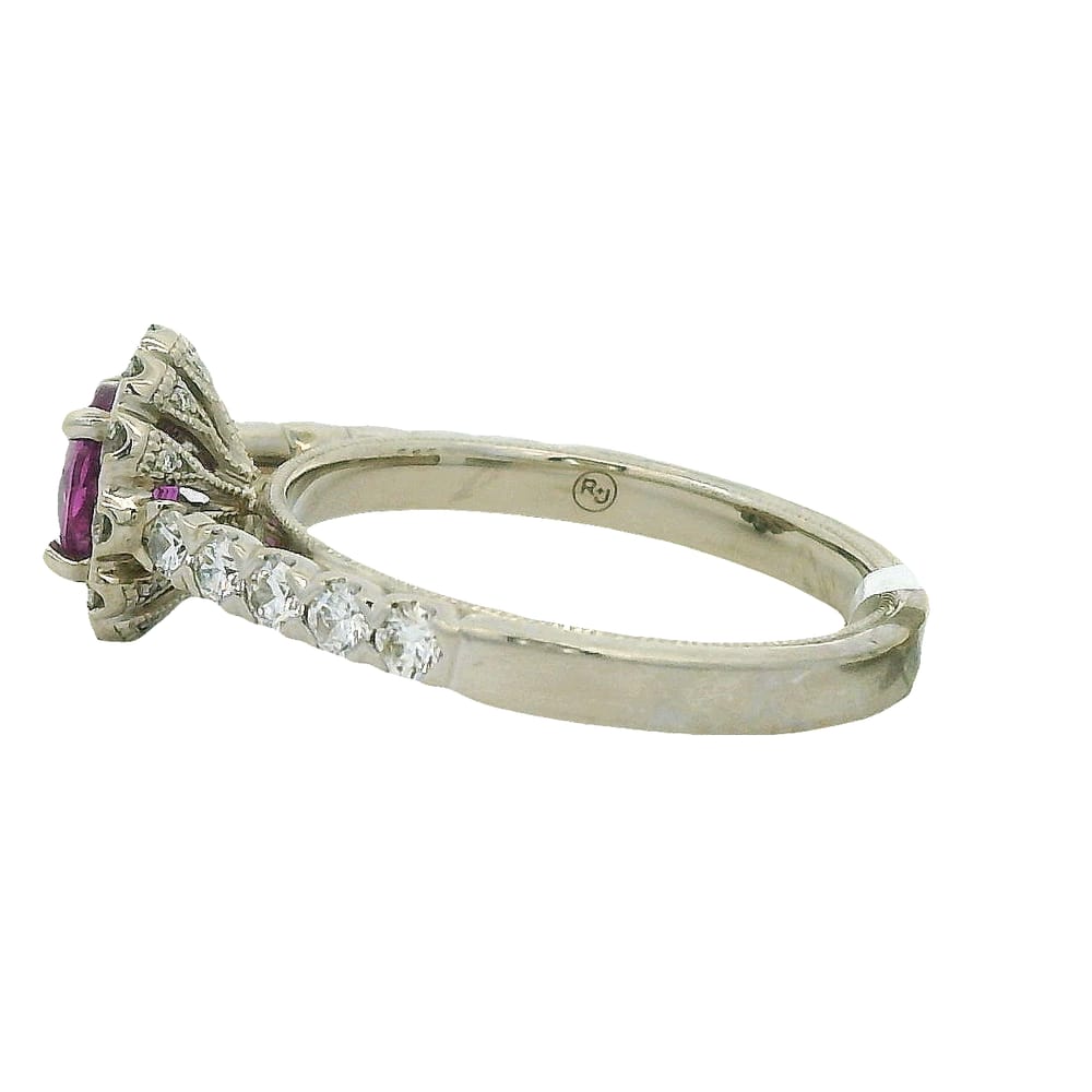 14K WG .88CT PINK SAPPHIRE SET INTO .62TW DIAMOND HALO RINGAPPRASIAL LK0318100