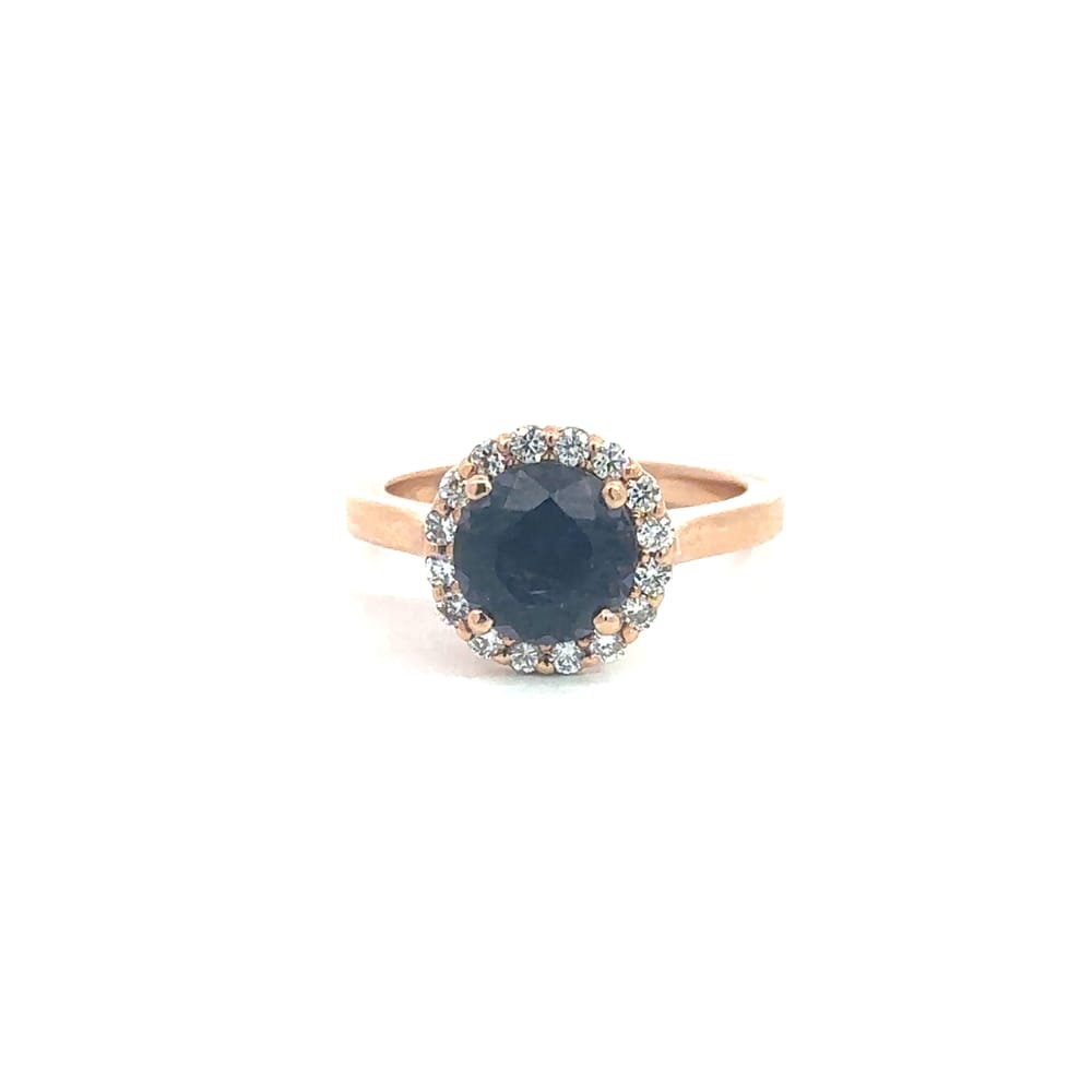 14K RG 2.05ct Purple Spinel Ring with 0.37ctw Diamond Halo