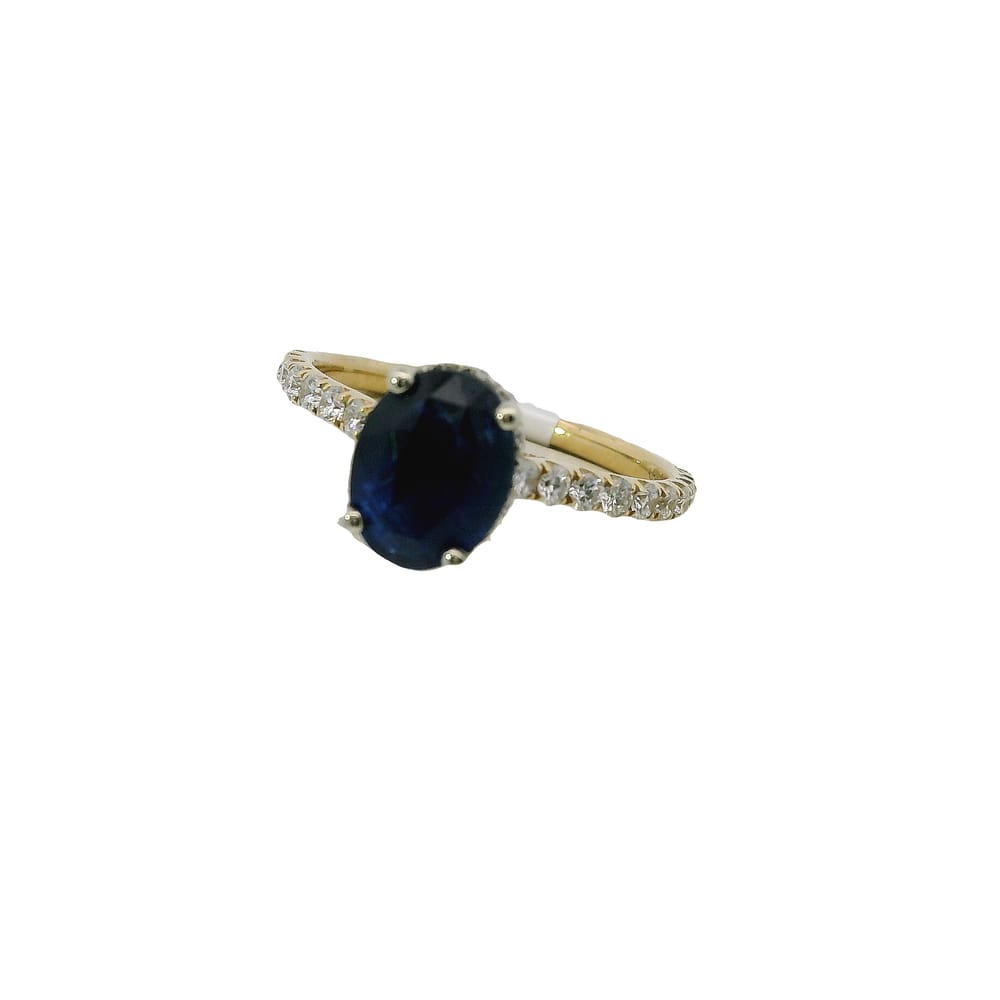 14K YG 2.11CT BLUE SAPPHIRE ACCENTED WITH .67TW SI1 GH DIAMOND RINGAPPRAISED VALUE: $7700