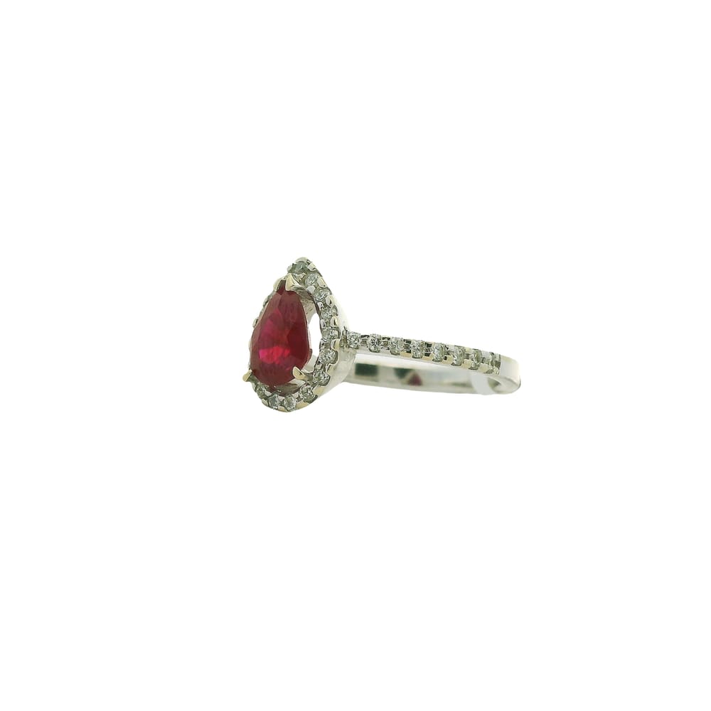 18K WG 1.02CT RUBY AND DIAMOND RING & .25TW OF DIAMONDS.