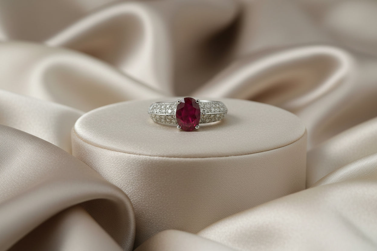 14K WG 1.48CT RUBY 0.46CTW DIA RING