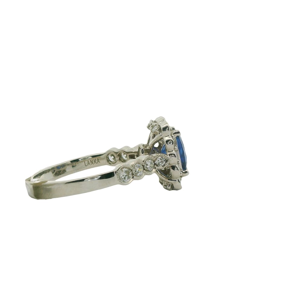 14K WG 0.82CTW VS2/SI1 G-H DIAMOND MOUNT (KASHI) SET WITH 1.18CT BLUE SAPPHIRE