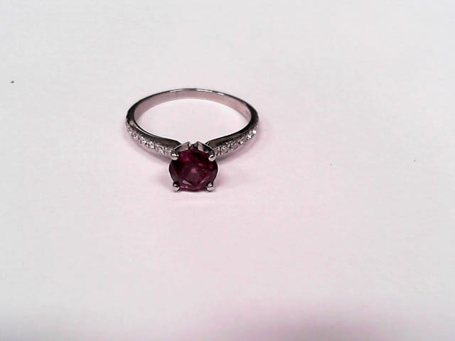 14K WG 1.00ct Rhodolite Garnet Ring with Diamonds