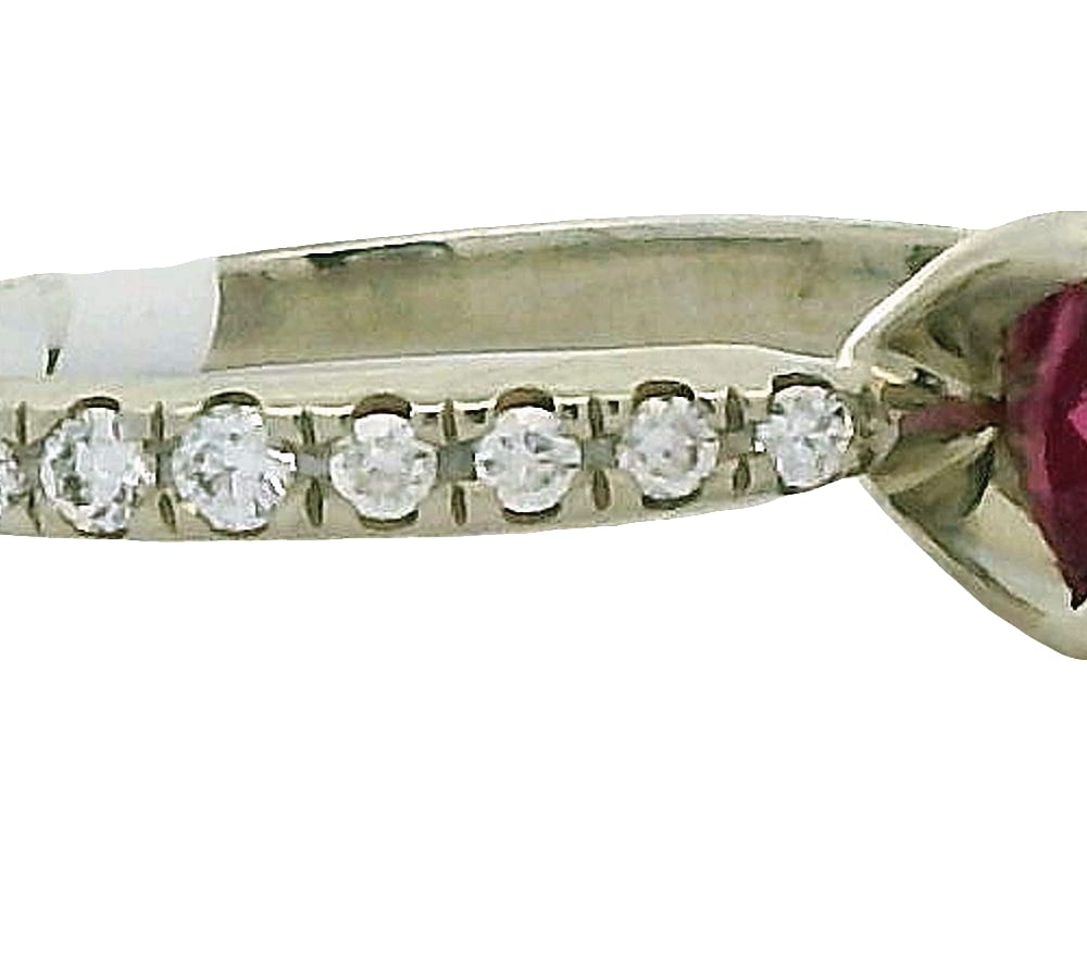 14K WG 1.00ct Rhodolite Garnet Ring with Diamonds