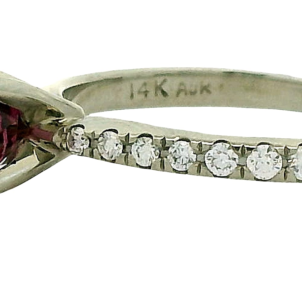 14K WG 1.00ct Rhodolite Garnet Ring with Diamonds