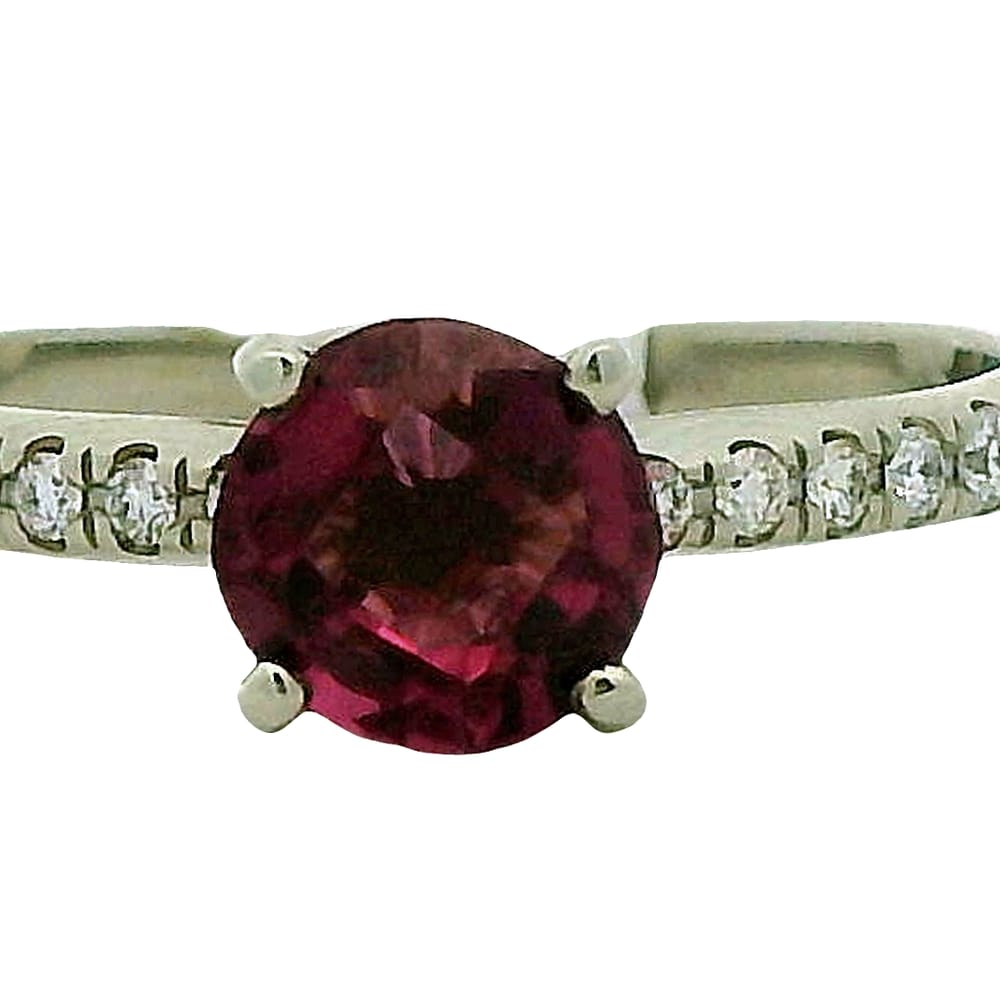 14K WG 1.00ct Rhodolite Garnet Ring with Diamonds