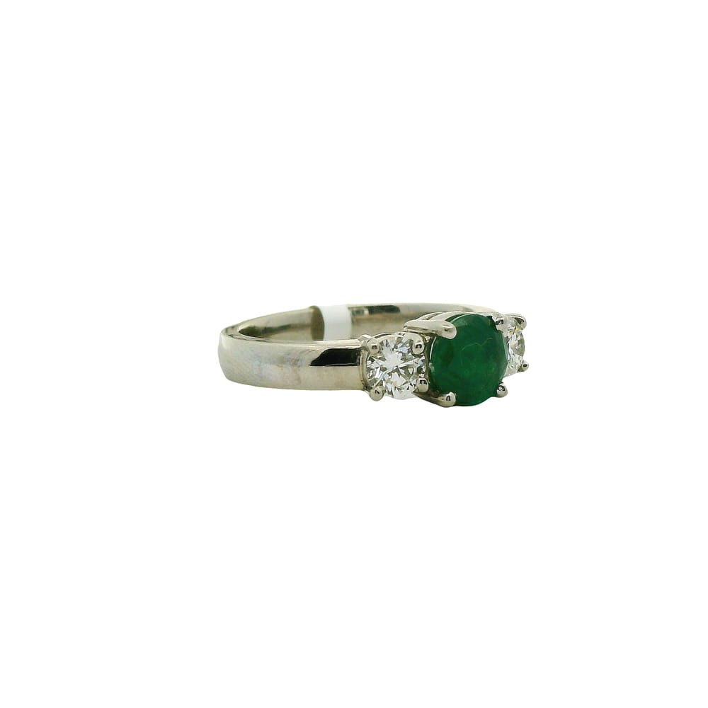14K WHITE GOLD 0.48CT TW DIAMONDS & 0.85CT EMERALD RING SIZE 6.5
