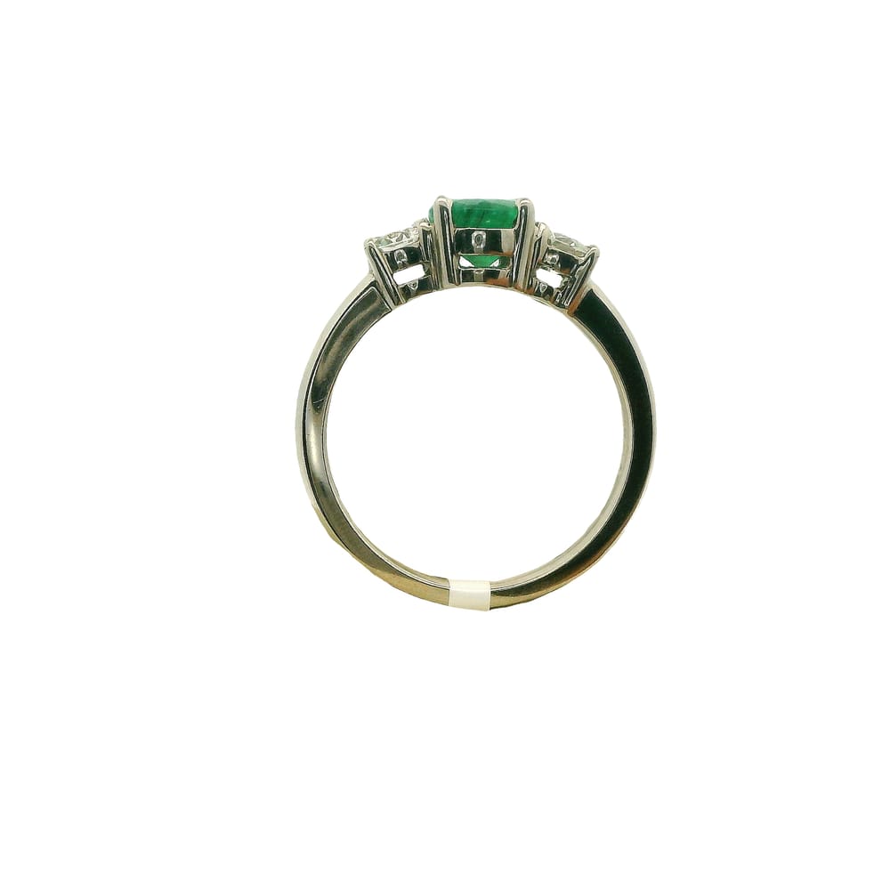 14K WHITE GOLD 0.48CT TW DIAMONDS & 0.85CT EMERALD RING SIZE 6.5