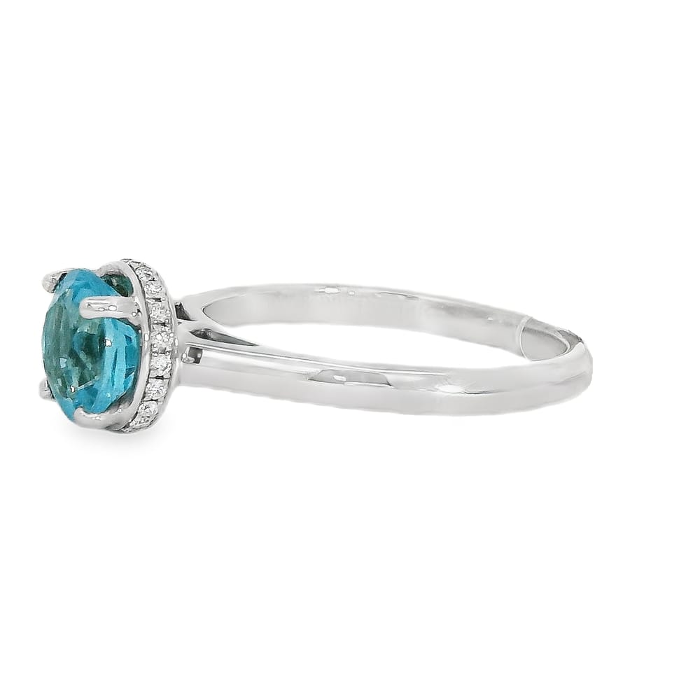 14K WHITE GOLD MOUND WITH DIAMONDS & LONDON BLUE TOPAZ