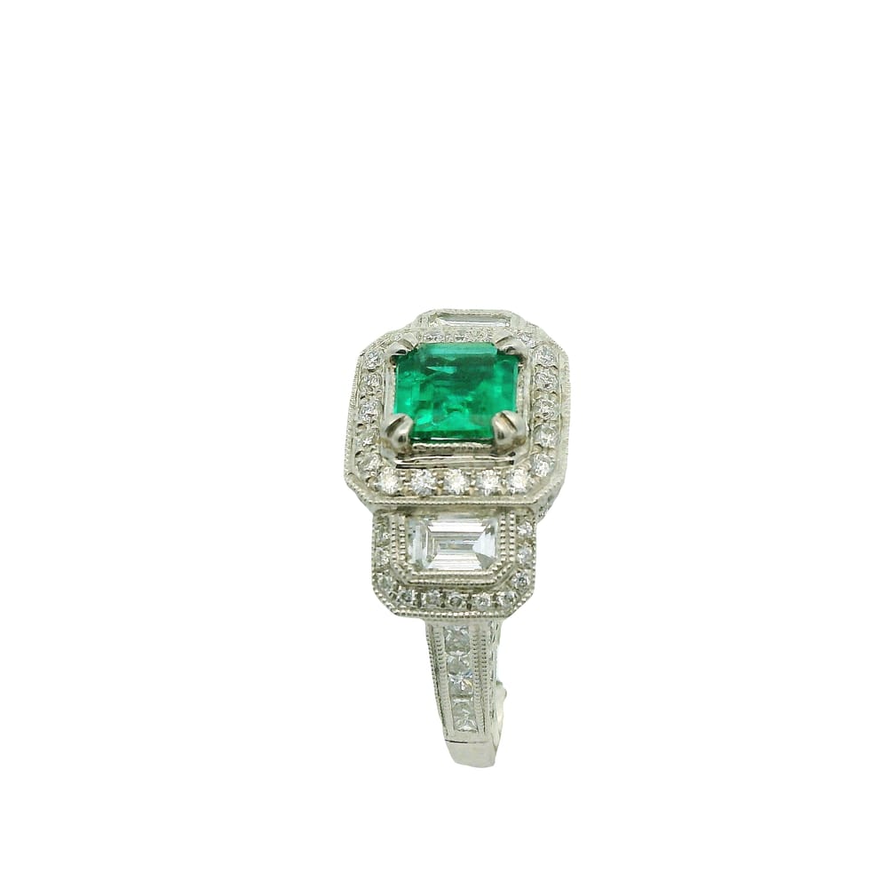 0.87CT EMERALD 0.35CT TW BAGUETTE DIAMONDS 0.18CT TW PRINCESS CUT DIAMONDS 0.36CT TW ROUND DIAMON...