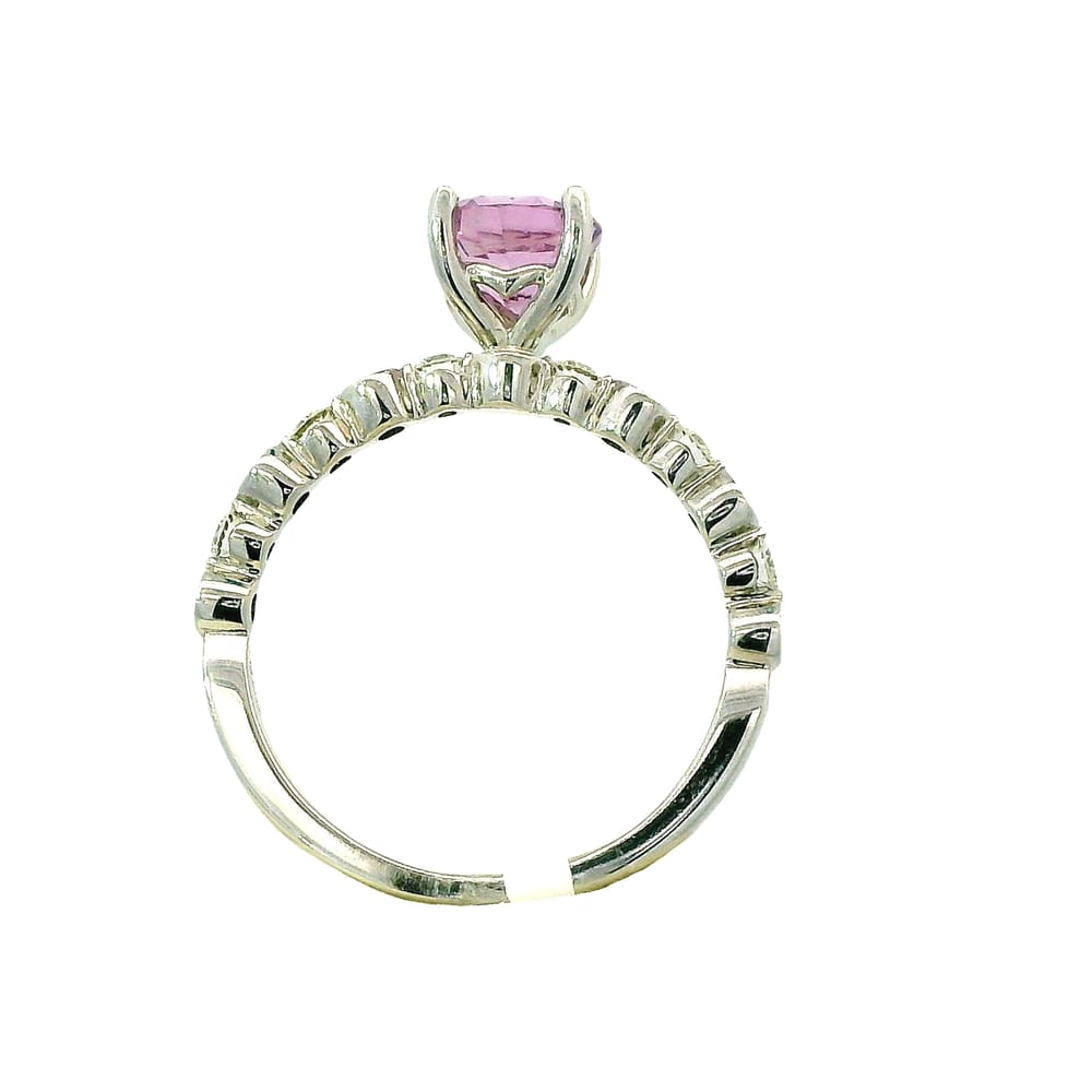 14K WG 1.32CT PINK SAPPHIRE & 0.25CTW DIAMOND RING