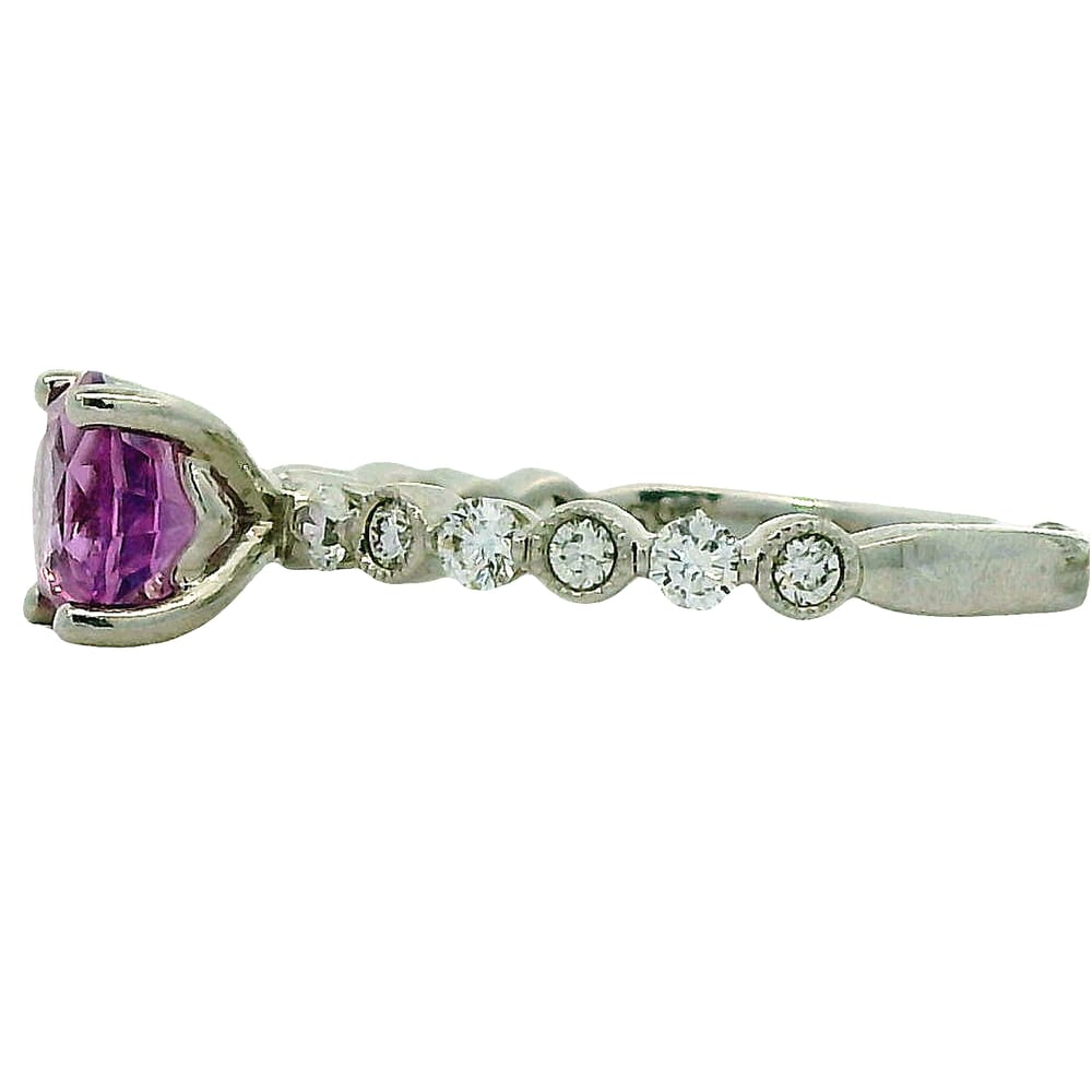 14K WG 1.32CT PINK SAPPHIRE & 0.25CTW DIAMOND RING