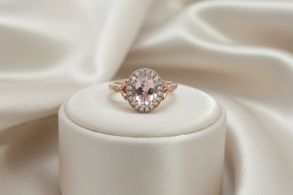 14K RG 2.00ct Morganite Ring with 0.23ctw SI-GH Diamonds Sz 8.5