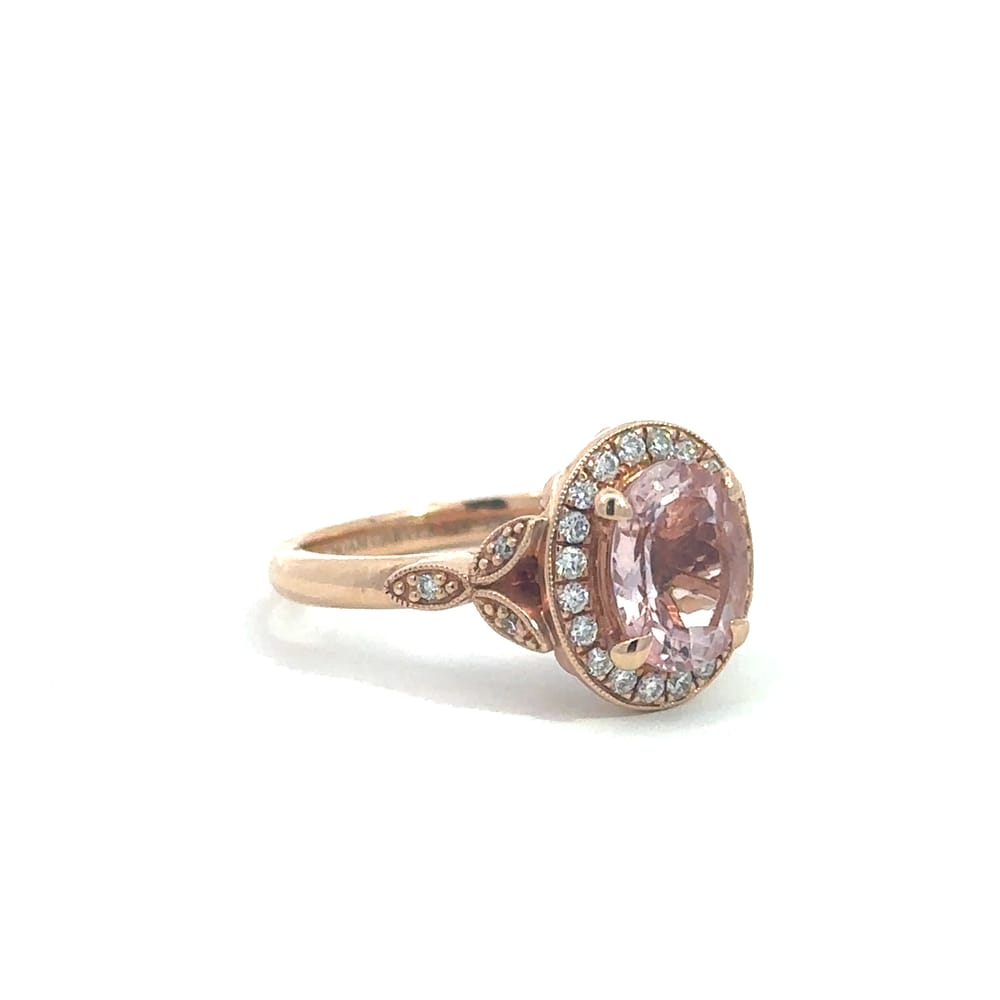 14K RG 2.00ct Morganite Ring with 0.23ctw SI-GH Diamonds Sz 8.5
