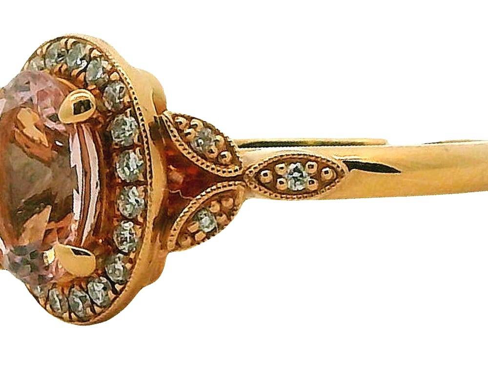 14K RG 2.00ct Morganite Ring with 0.23ctw SI-GH Diamonds Sz 8.5