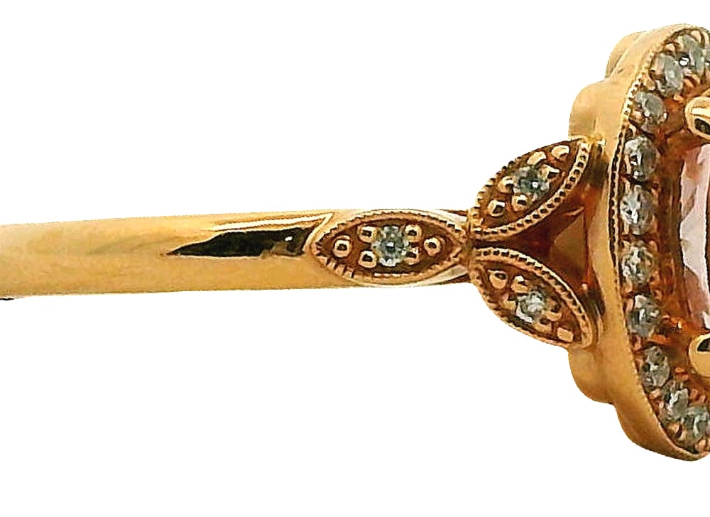 14K RG 2.00ct Morganite Ring with 0.23ctw SI-GH Diamonds Sz 8.5