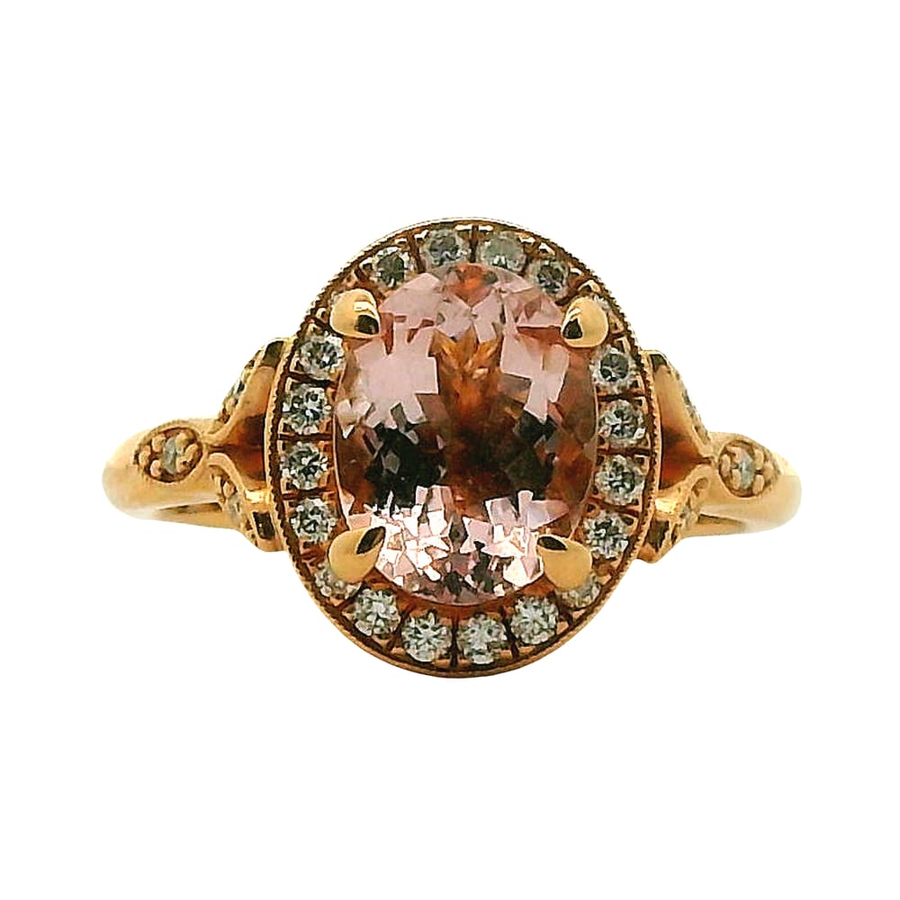 14K RG 2.00ct Morganite Ring with 0.23ctw SI-GH Diamonds Sz 8.5
