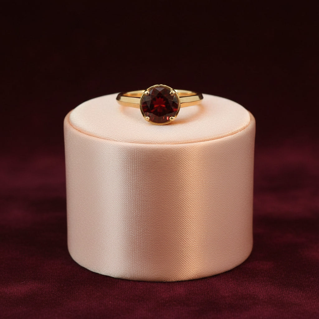 14K RG 2.00CT GARNET ACCENTED WITH .12TW COLOR TREATED ORANGE DIAMOND RING