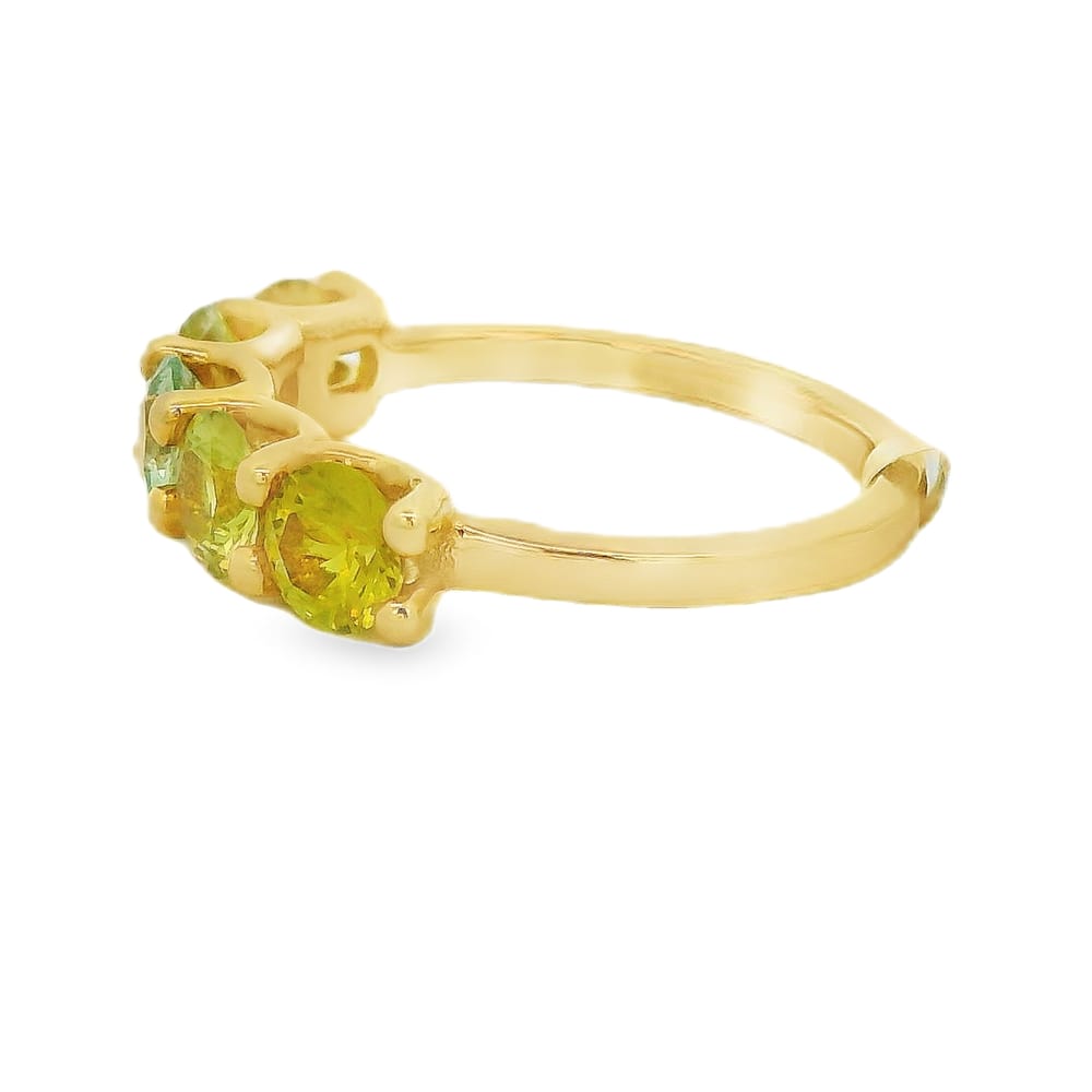 14K YELLOW GOLD RING WITH 5 YELLOW SAPPHIRE 4MM EACH 2.76CT TW BAND SIZE 6.5