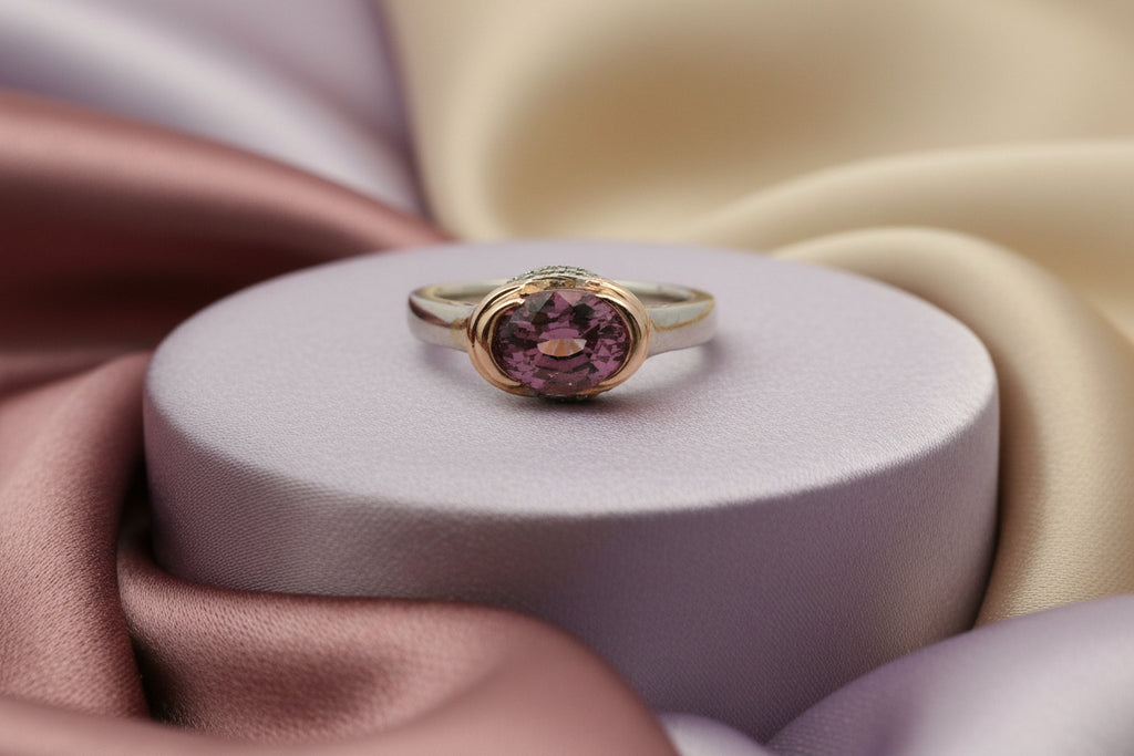 14K WG/RG 1.82CT OVAL SPINEL & 0.20CTW DIAMOND RING