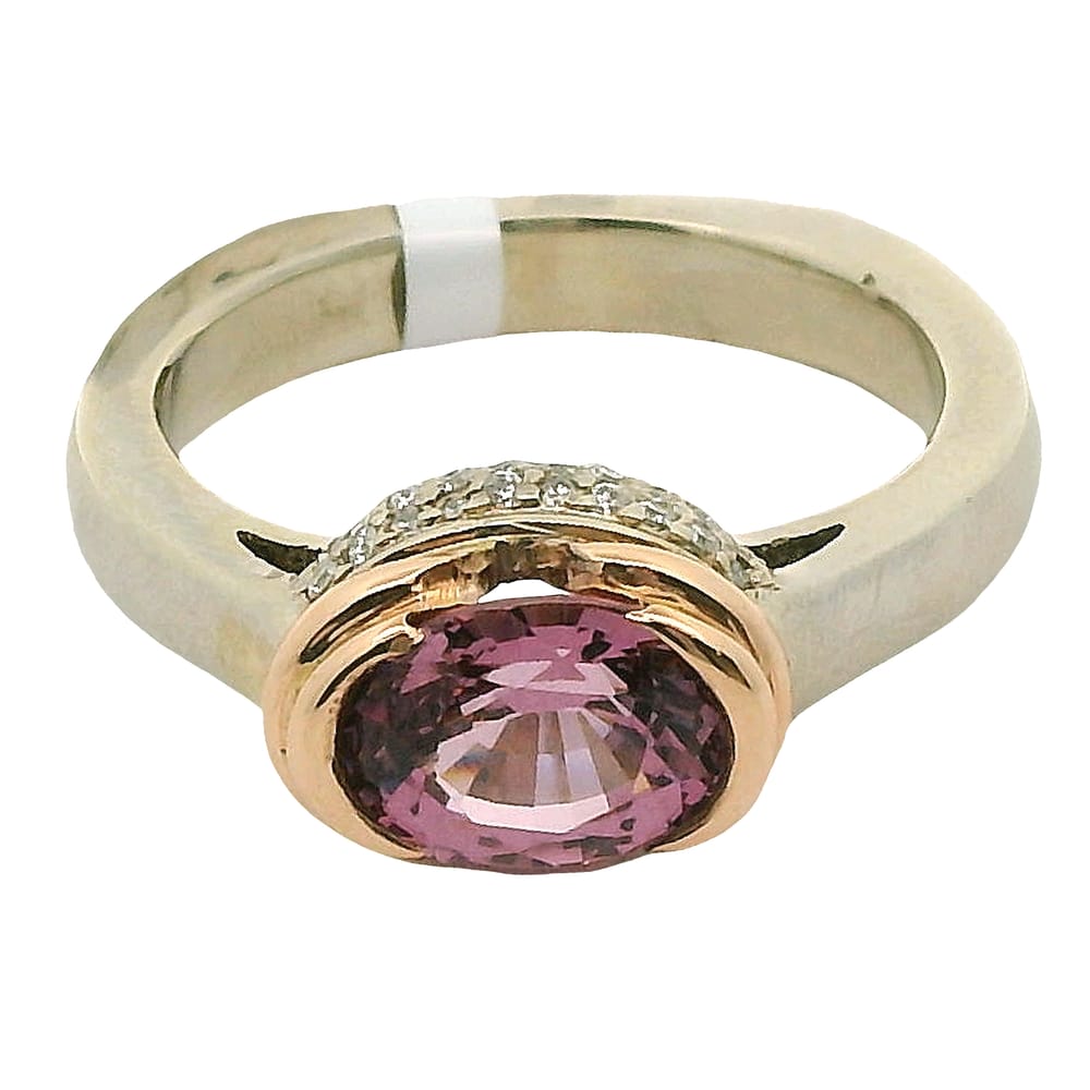 14K WG/RG 1.82CT OVAL SPINEL & 0.20CTW DIAMOND RING