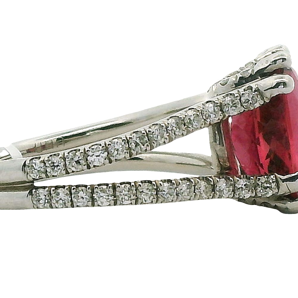18K WHITE GOLD 4.10CT PINK TOURMALINE WITH 0.72CT TW SI1-SI2 GH DIAMONDSAPPRAISED $11,600