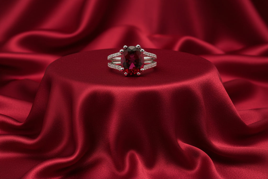 18K WHITE GOLD 4.10CT PINK TOURMALINE WITH 0.72CT TW SI1-SI2 GH DIAMONDSAPPRAISED $11,600