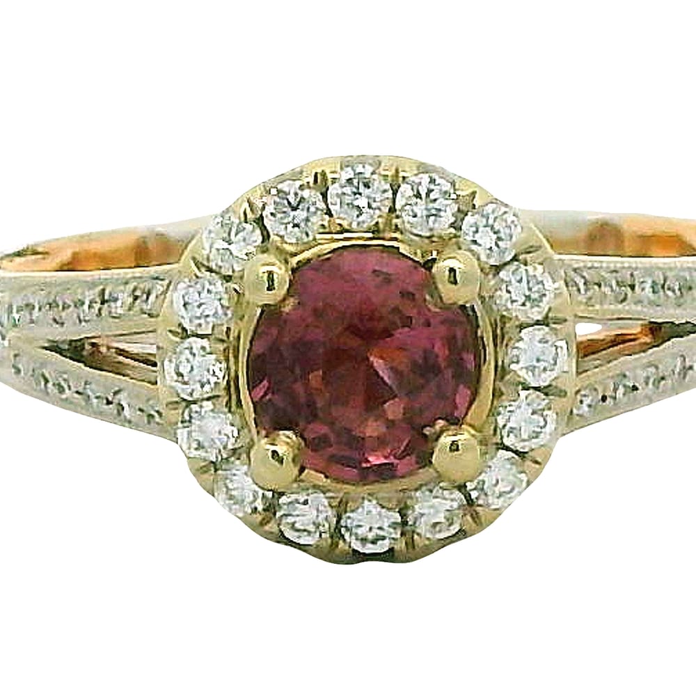 14K WG/RG 0.45ct Pink Sapphire Ring with 0.45ctw Diamonds