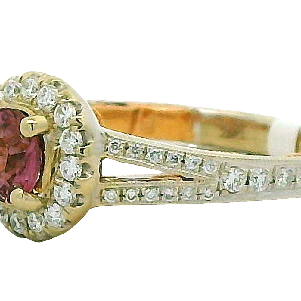 14K WG/RG 0.45ct Pink Sapphire Ring with 0.45ctw Diamonds