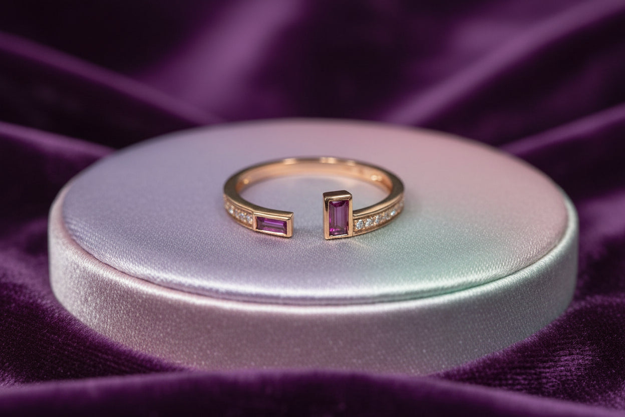 14K WG 0.25CTW BLUE SAPPHIRE (BAGUETTE) & 0.07CTW DIAMOND RING