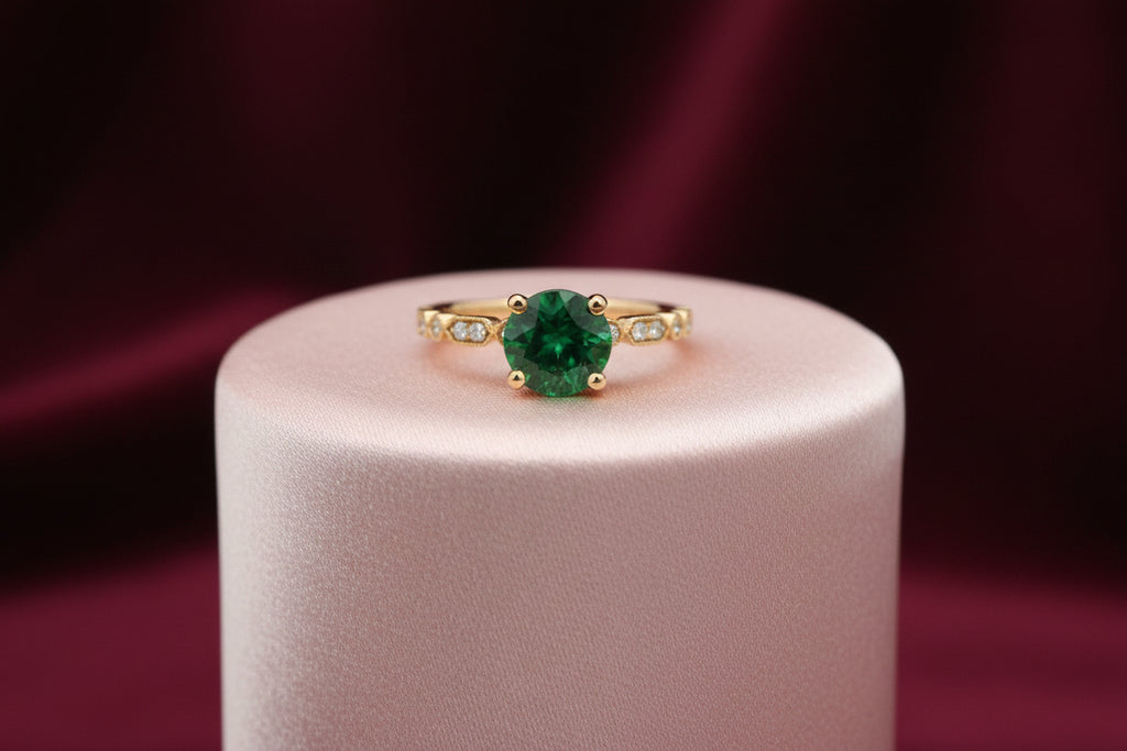 14K RG .18TW DIAMOND SEMI MOUNT(KASHI) SET WITH 1.50CT GREEN TOURMALINE