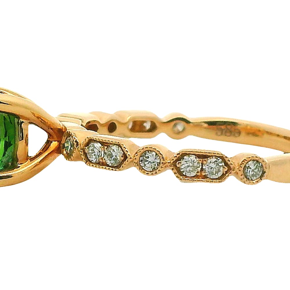 14K RG .18TW DIAMOND SEMI MOUNT(KASHI) SET WITH 1.50CT GREEN TOURMALINE