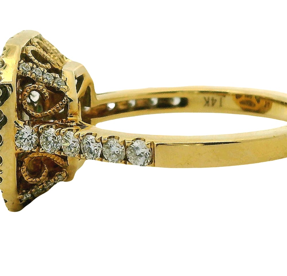 14K YG 1.03ct Natural Tsavorite Garnet Ring with 1.00ctw SI1,G Diamonds