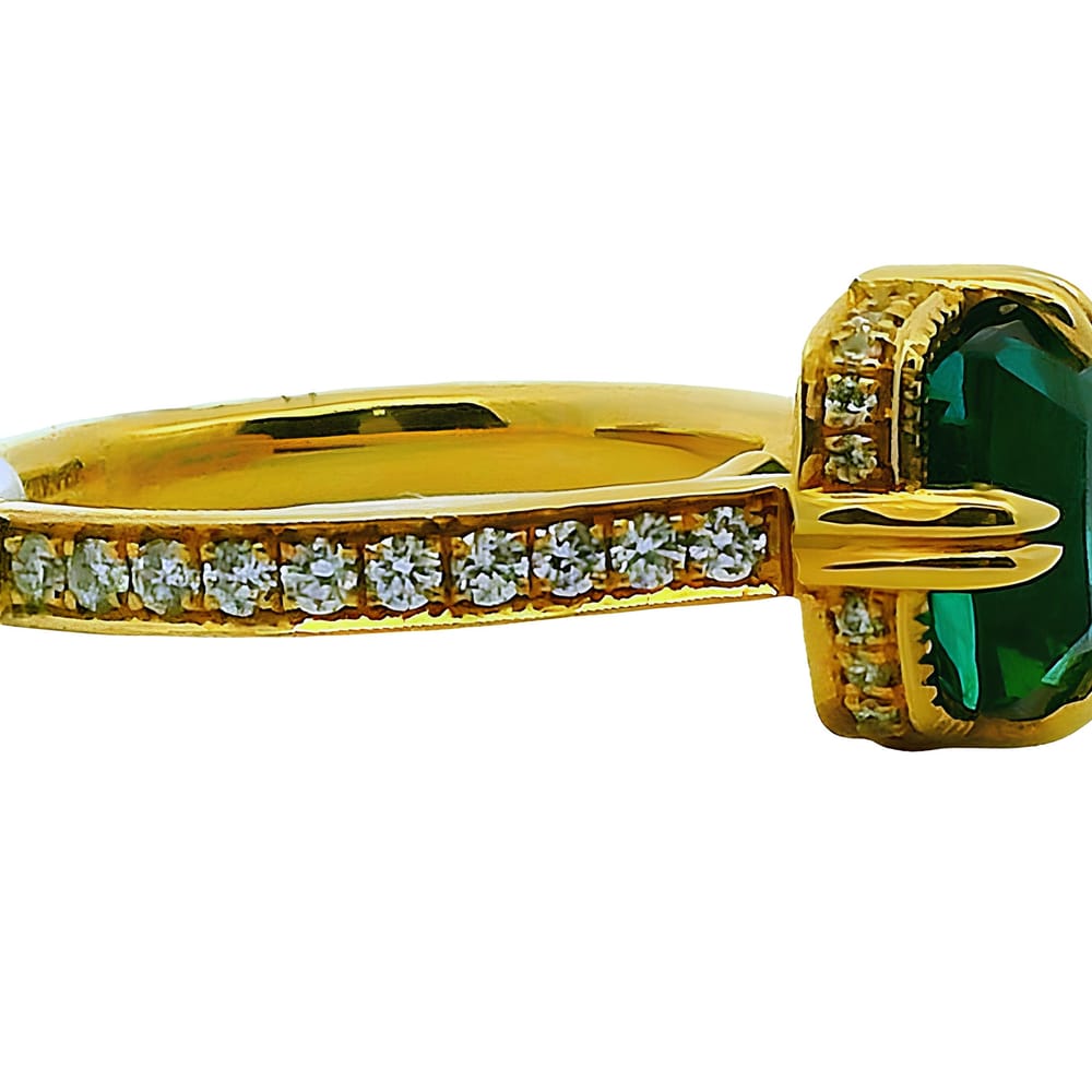 CUSTOM NOAM CARVER 14K YG .38CTW VSI-FG DIAMOND MOUNT WITH 3.33CT GREEN TOURMALINE WARRANTY # 404250