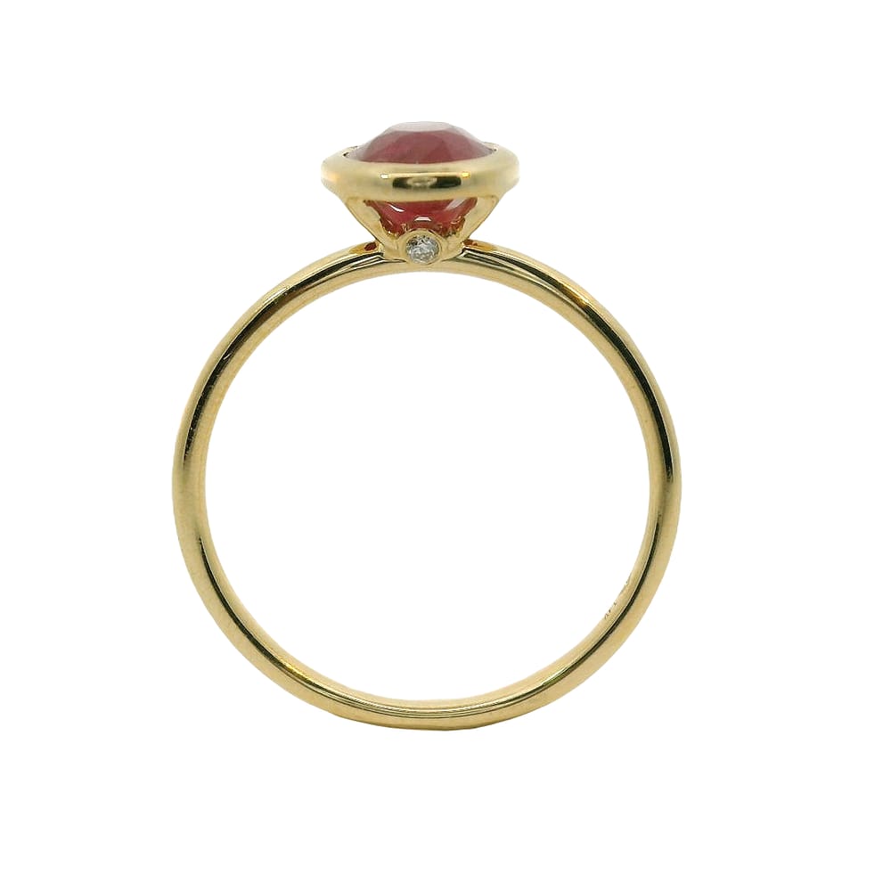 14K YG Bezel Set 1.41ct Oval Ruby & 0.02ctw Diamond Ring