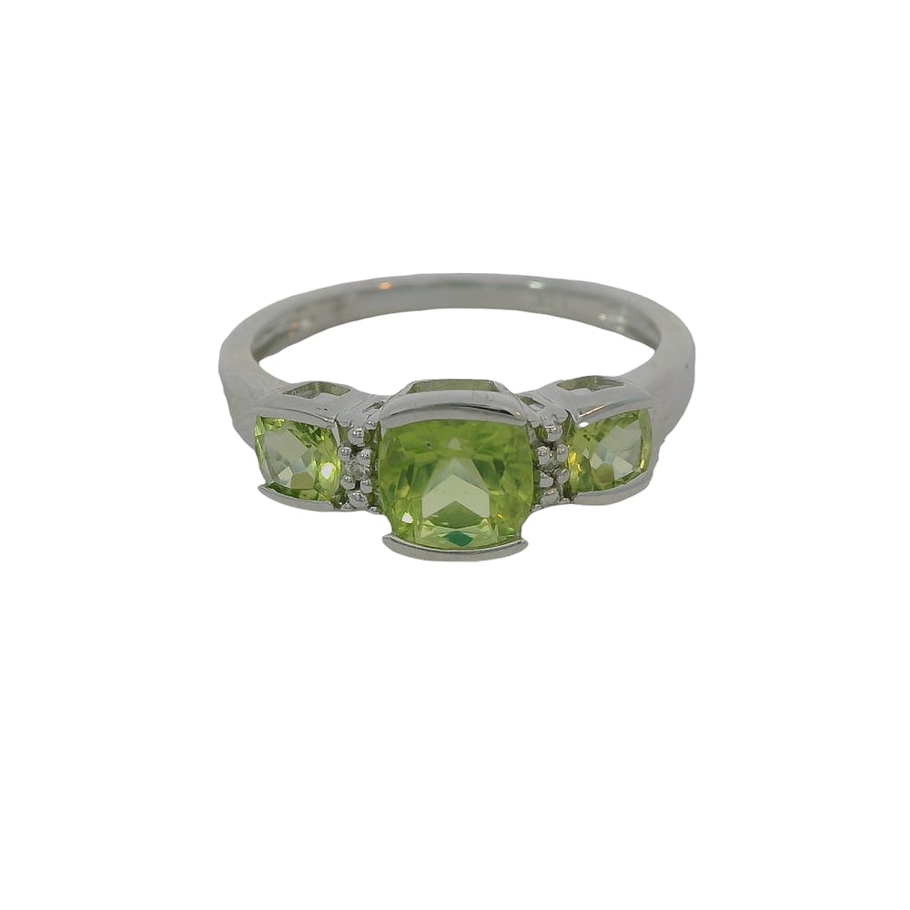 10K WG Peridot Ring With 0.014CTW Diamonds