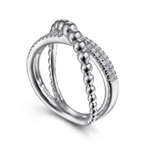 (S2205346) Sterling Silver 0.23ctw White Sapphire Bujukan Criss Cross Ring Sz 6.5 "Gabriel & Co"
