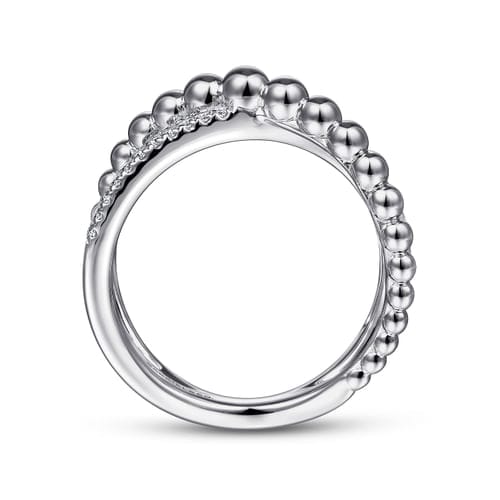 (S2205346) Sterling Silver 0.23ctw White Sapphire Bujukan Criss Cross Ring Sz 6.5 "Gabriel & Co"