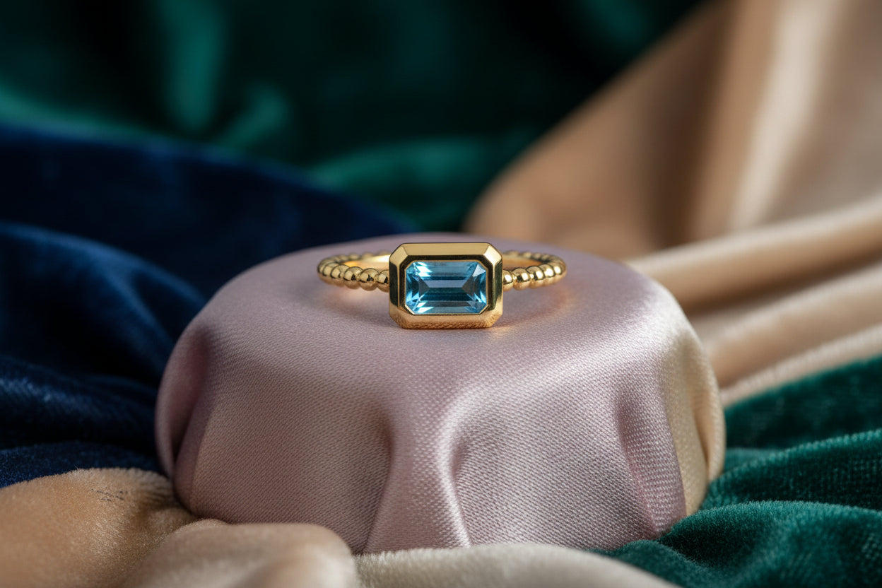 (S2205354) 14K YG 0.75CTW Blue Topaz Stackable Ring Size 6.5 "Gabriel & Co"