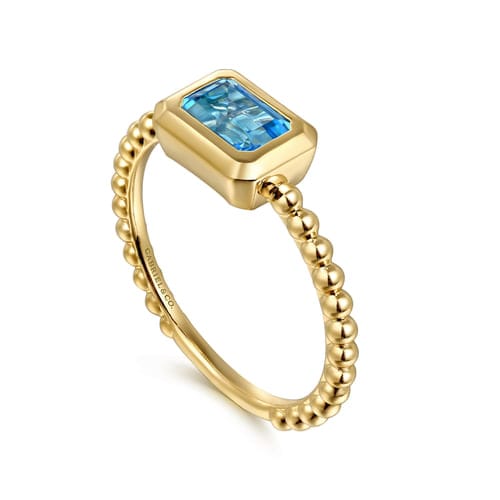 (S2205354) 14K YG 0.75CTW Blue Topaz Stackable Ring Size 6.5 "Gabriel & Co"