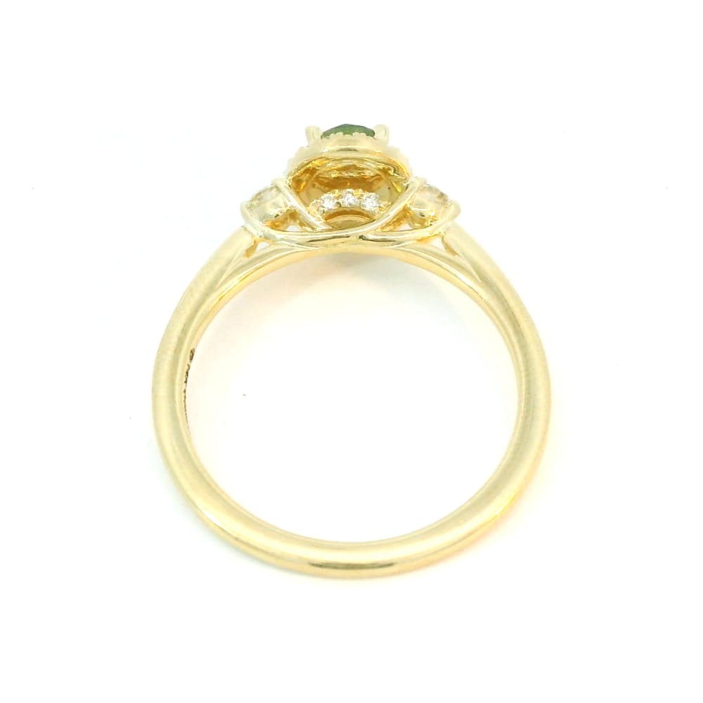 14K yellow gold green sapphire & diamond ring